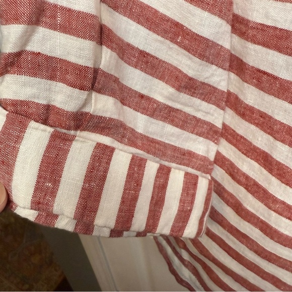 Rachel Zoe Red and White Striped Blouse 100% Linen Size Large GUC - Picture 4 of 6